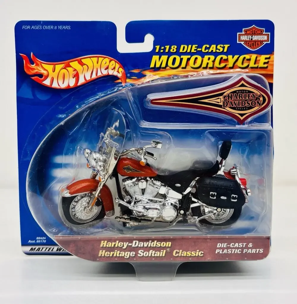 Hot Wheels 1:18 Harley Davidson Heritage Softail Classic Diecast Motorcycle New